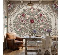 WunM Studio Photo Wallpaper Floral and plant patterns 250x175cm - Non-Woven Premium Art 3D Print Fleece Wall Mural Decoration Poster Picture Design Modern - Magnificent Tree of Life,Non Self Adhesive