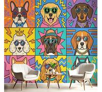 WunM Studio Photo Wallpaper Lightning Geometry Animal Dog 200x140cm/78 H x 55.1" W - Non-Woven Premium Art Print Fleece Wall Mural Decoration Poster Picture Design Modern Pop Art- Non-Woven