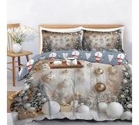 WunM Studio Reversible Christmas Duvet Cover Single,3D Print Cream balls with Warm elegant Christmas atmosphere Pattern,Cozy Holiday Bedding Set with Zipper & Corner Ties, Ultra Soft Microfiber, 3Pcs