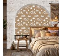 WunM Studio Snow Mountain Forest Wallpaper Mural 3D Brick Effect DIY Decoration Mountains and Pine Trees Wallpaper for Bedroom Background Large Wall Murals Wall Paintings Art Deco,300x210cm