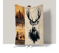 WunM Studio Soft Funny Throw Blanket -Bird and pine tree pattern HD Digital Print Flannel,Nap Throw - Country retro farmhouse style Theme, Warm and Soft, Suitable for Winter Naps,brown,240 * 220cm