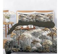 WunM Studio Wabi-sabi style misty forest Duvet Cover Sets With Pillowcase, Reversible Nature theme Bedding Set (200 * 200cm),Double Quilt Cover Bed Linen,Sage green