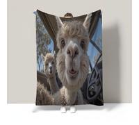 WunM Studio wild animals alpacas Blanket Throws for Sofas,Soft Warm Country retro farmhouse style Reversible Fleece Throw Blanket for Bed Settees Armchairs Fluffy King Bed Throw,brown - 240 * 220cm