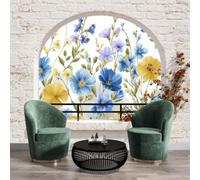 WunM Studio Wildflower Pattern Wall Murals,Wildflower Sprigs Mural No-Self-Adhesive Wall Covering Fabric,Large Photo Wallpaper for Living Room Bedroom Kitchen Office Kids,300x210cm