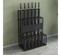 WUNMSKZR Umbrella Stand, Hotel Lobby Metal Umbrella Stand, Modern Metal Double Layer Umbrella Holder Rack, Umbrella Bucket Hallway Reception Furniture, Walking Stick Holder, High (Black 48x26x68cm)