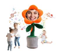Wunnxikiee Personalised Singing Dancing Sunflower Plush Toy - Custom Face Photo Gift For Kids, Interactive Sensory Birthday Present With Music & Moves (Includes Keepsake Gift Box) (Saffron)