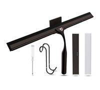 Wunset 30 cm Shower Squeegee, Large Bronze Window Squeegee - 6 Pieces Set Including 2 Replacement Silicone Lips, Squeegee Shower Cleaner for Shower Doors and Various Smooth Surfaces (30 cm, Bronze)