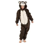 Wunsy Children's Brown Monkey All-in-One Onesie Pyjamas Bunny vs Monkey fans for Boys or Girls in Soft Fleece with a Tail In Kids Sizes 2-13 Years