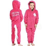 Wunsy Girls Pink Unicorn Onesie in Glow in the Dark Fluffy Fleece with TAIL Age 3-4 Years