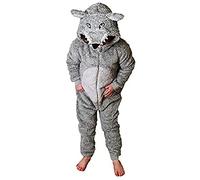 Wunsy Grey Fluffy Wolf Onesie with Tail in Children's Ages 2-13 Years (UK, Age, 12-13 Years, Regular, Grey Wolf with Tail)