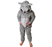 Wunsy Super Soft Fleece Childrens Wolf Onesie Kids All-in-One with Tail in Grey | Size: 12-13 Years Wunsy Grey 12-13 Years