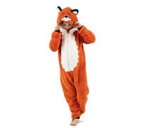 Wunsy Super Soft Fleece Fox Onesie Playsuit with Tail in Orange | Size: 10-11 Years Wunsy Orange 10-11 Years
