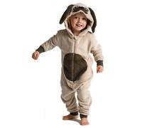 Wunsy Super Soft Fleece Pug Puppy Dog With Tail Onesie in Beige | Size: 8-9 Years Wunsy Beige 8-9 Years