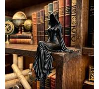 Wunuii Lady Reaper - Ethereal Hooded Figure Sculpture, Gothic Ethereal Sitting Statue, Mysterious Faceless Ghost Resin Figurine, For Home Office Bedroom Halloween Decor