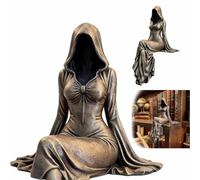 Wunuii Lady Reaper - Ethereal Hooded Figure Sculpture, Gothic Ethereal Sitting Statue, Mysterious Faceless Ghost Resin Figurine, For Home Office Bedroom Halloween Decor