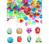 WUNZILO 100 Pcs Colorful Acrylic Gemstones Fake Diamonds Crystal Jewelry Flowers Pirate Treasures Colorful Party Table Aquarium Treasure Hunt for Pirate Birthday Parties