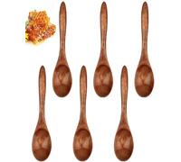 WUNZILO 6 Small Wooden Spoons 15cm Tea Spoons Wooden Spoons for Eating, Mini Wooden Serving Spoons for Coffee, Tea and Condiment