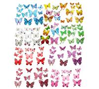 WUNZILO 80 Pieces 8 Colours Spring 3D Bright Butterflies with Small Clip Wall Stickers Art Wall Stickers for Home Children Bedroom Home Decoration, 4.5 cm