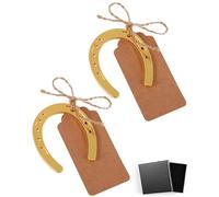 WUNZILO Pack of 2 Personalised Lucky Horseshoes for Wedding or Housewarming Gift Set - Horseshoe Decoration Set, Rustic Gift for Home, Wedding & Housewarming