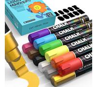 WUO Window Chalk Marker, 12 Colors Car Marker 10mm 3 in 1 Jumbo Wide Tip Dust-free and Non-Toxic Erasable Blackboard Marker for Rock Painting Poster Stone Ceramic Glass