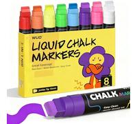 WUO Window Chalk Marker, 8 Colors Car Marker 15mm 3 in 1 Jumbo Wide Tip Dust-free and Non-Toxic Erasable Blackboard Marker for Rock Painting Poster Stone Ceramic Glass