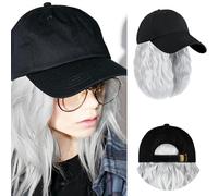 WUODHTW 14inch Baseball Cap with Hair Extensions Wavy Curly Bob Hairstyle Adjustable Wig Hat Attached Synthetic Hairpiece