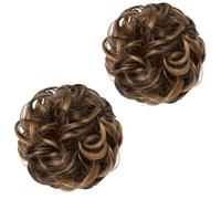 WUODHTW 2PCS Messy Bun Hair Piece Wavy Curly Scrunchies Synthetic Chignon Ponytail Hair wig Extensions Thick Updo Hairpieces for Women
