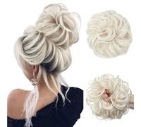 WUODHTW 2PCS Messy Bun Hair Piece Wavy Curly Scrunchies Synthetic Chignon Ponytail Hair wig Extensions Thick Updo Hairpieces for Women
