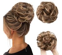 WUODHTW 2PCS Messy Bun Hair Piece Wavy Curly Scrunchies Synthetic Chignon Ponytail Hair wig Extensions Thick Updo Hairpieces for Women