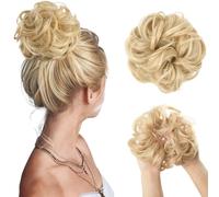 WUODHTW 2PCS Messy Bun Hair Piece Wavy Curly Scrunchies Synthetic Chignon Ponytail Hair wig Extensions Thick Updo Hairpieces for Women