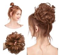 WUODHTW 2PCS Messy Bun Hair Piece Wavy Curly Scrunchies Synthetic Chignon Ponytail Hair wig Extensions Thick Updo Hairpieces for Women