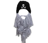 WUODHTW Beard Head Kid Vagabond Beard Beanie Knit Hat Fake Beard Knit Hat Original Handmade Knit Helmet and Removable Beard Light Gray