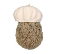 WUODHTW Beret Hat wig women's all-in-one wig beret short wool curly wig wavy hair Bob wig Classic French Wool Hat wig