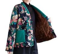 WUODHTW Chinese retro winter oversized plush and thickened Northeast flower cotton jacket for women