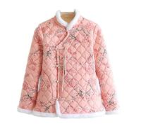 WUODHTW Chinese style Northeast large flower pattern thick cotton jacket retro women's Northeast short cotton jacket