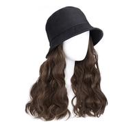WUODHTW Fisherman's cap wig with Curly Hair extensions Big Long Wavy Hair with Wig Bob Wigs Straight wig Sun hat Wig