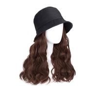 WUODHTW Fisherman's cap wig with Curly Hair extensions Big Long Wavy Hair with Wig Bob Wigs Straight wig Sun hat Wig