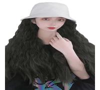 WUODHTW Fisherman's cap wig with Curly Hair extensions Big Long Wavy Hair with Wig Bob Wigs Straight wig Sun hat Wig