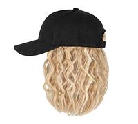 WUODHTW Hat Wig for Women Short Wave Baseball Cap Wig with Curly Synthetic Hair Extensions 14inch Wavy Curly Bob wig Sun hat