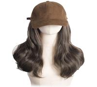 WUODHTW Hat Wig Women Baseball Cap Wig with Curly Hair Extensions Sun hat with large waves and long curly hair Blonde Wig