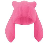 WUODHTW Knit Beanie Hats Cute Bunny Long Ears Funny Hat Fluffy Winter Warm Crochet Ski Skull Cap Halloween Hip-hop Hat Red