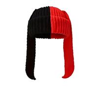 WUODHTW Knit Beanie Hats Cute Bunny Long Ears Funny Hat Fluffy Winter Warm Crochet Ski Skull Cap Halloween Hip-hop Hat Black Red