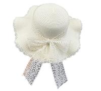 WUODHTW Lace Bow Large Brim Straw hat Women's Summer British Sun Shading Sun Protection hat Beach Sweet Fisherman hat Sun hat