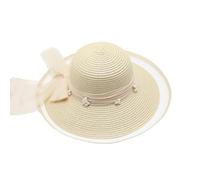 WUODHTW Lace Bow Large Brim Straw hat Women's Summer British Sun Shading Sun Protection hat Beach Sweet Fisherman hat Sun hat