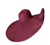 WUODHTW Oversized Beach Straw Hat for Women Summer Beach Cap Wide Brim Sun Visor Hat Floppy Foldable Up UV Protection Sun Hat Wine Red