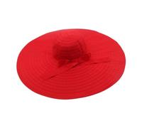 WUODHTW Oversized Beach Straw Hats for Women Floppy Wide Brim Visor Hats Handmade Roll Up Floppy Sun Hat Summer Beach hat Red