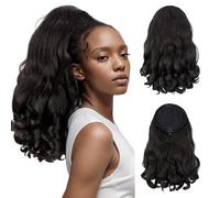 WUODHTW Ponytail Extension Afro Kinky Ponytail Hair Fluffy Drawstring Ponytail Long Curly Wavy Ponytail Synthetic Hairpiece