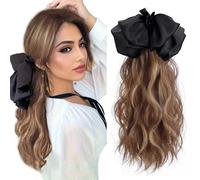 WUODHTW Ponytail Extension Clip in Curly Wavy Claw Clip in Ponytail Hair Extensions Synthetic Fake Pony tails Hair for Women
