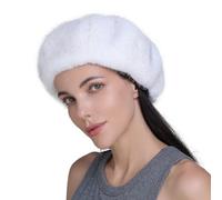 WUODHTW Winter Faux Fur Furry Beret Hats Warm Fluffy Plush French Beret Women Trapper Hat Mongolian Hat Beanie Ski Bucket Hat
