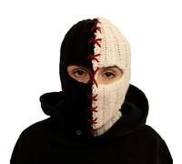 WUODHTW Winter Motorcycle Balaclava Hat Halloween Men Women Funny Horns Knit Y2k Hat Knit Skull Beanie Ski Mask Hat